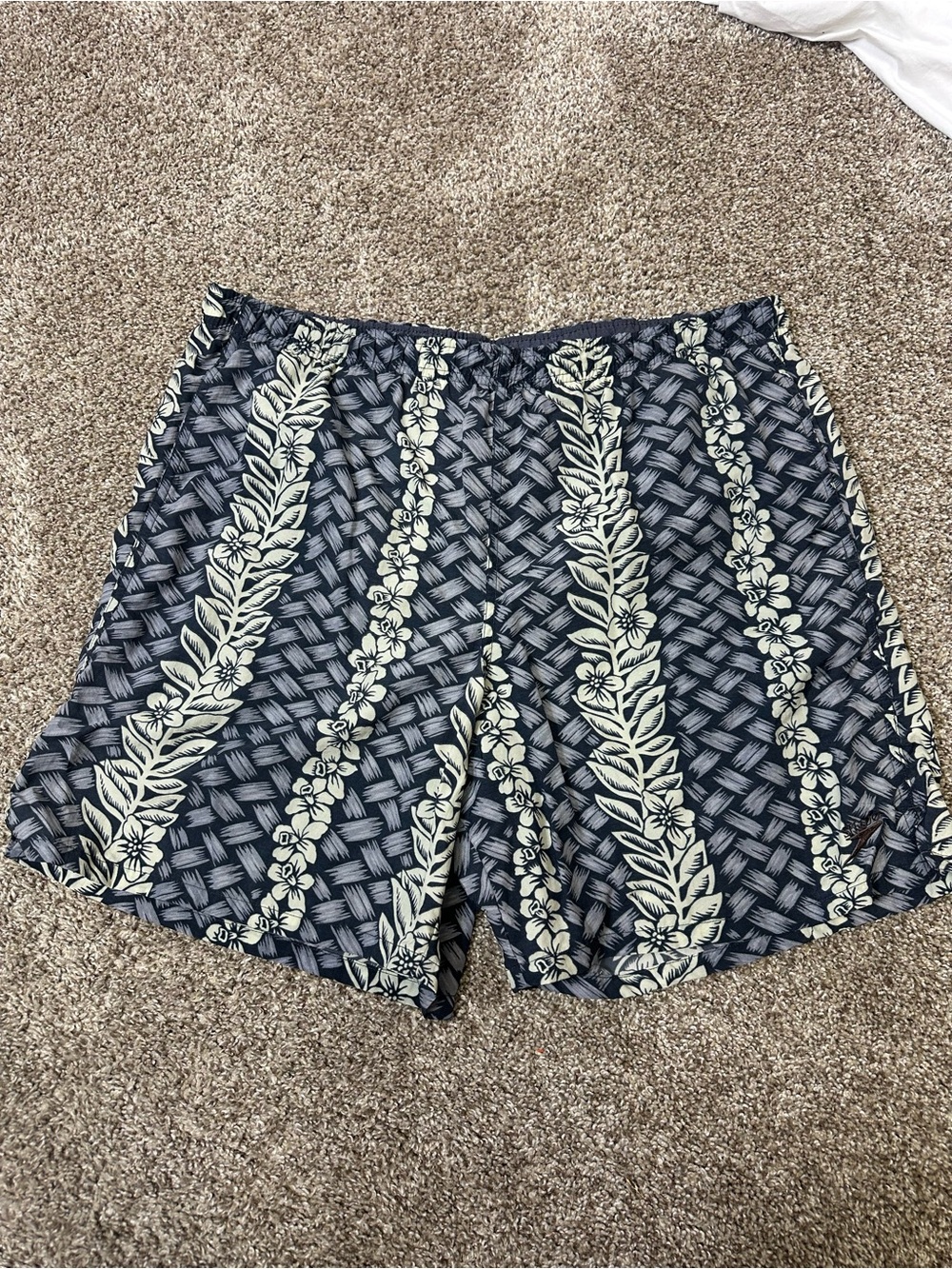 Speedo Men’s Blue Black Hawaiian Swimming Trunks Bathing Suit Pockets Sz L/XL